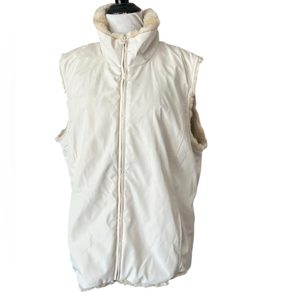 REVERSIBLE Beige Beaver Faux Fur Women's Jacket VEST 2XL Kristen Blake